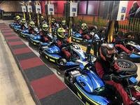 Karts lined up on the grid at Gridline Racing