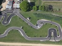Aerial view of the South Coast Karting outdoor circuit and its twisting layout