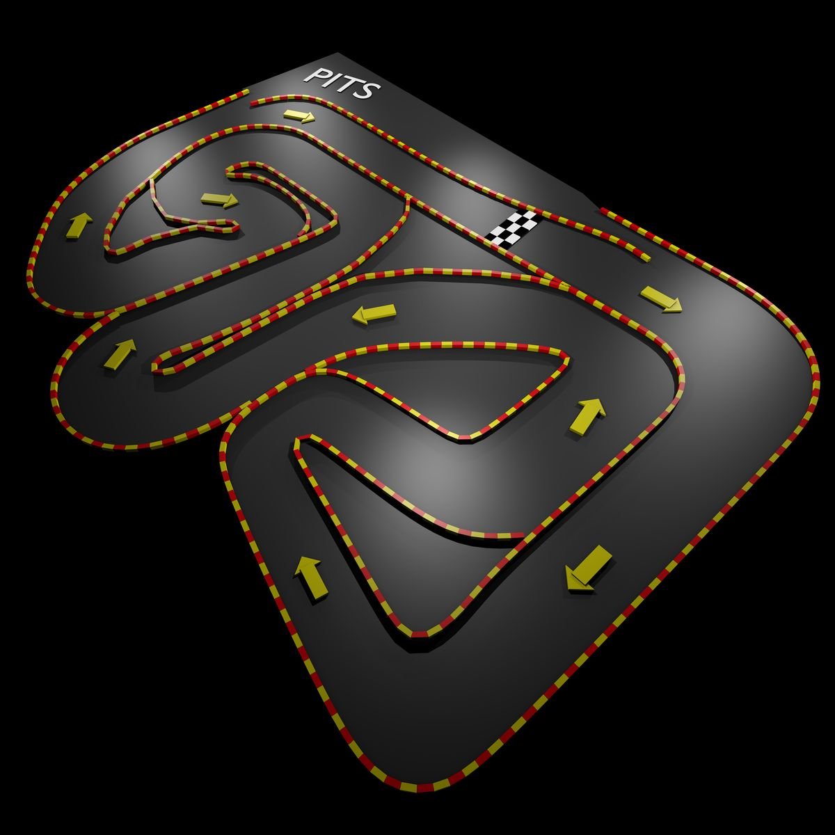 Circuit layout map for Teamworks Karting East Midlands, showing the 400m indoor track and pit lane